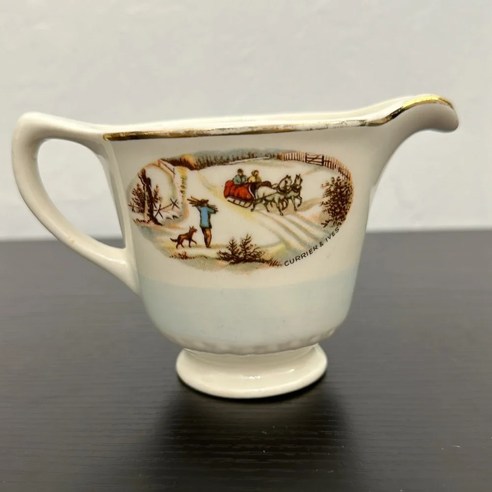 Currier & Ives by Homer Laughlin Vintage Winter Scene Creamer